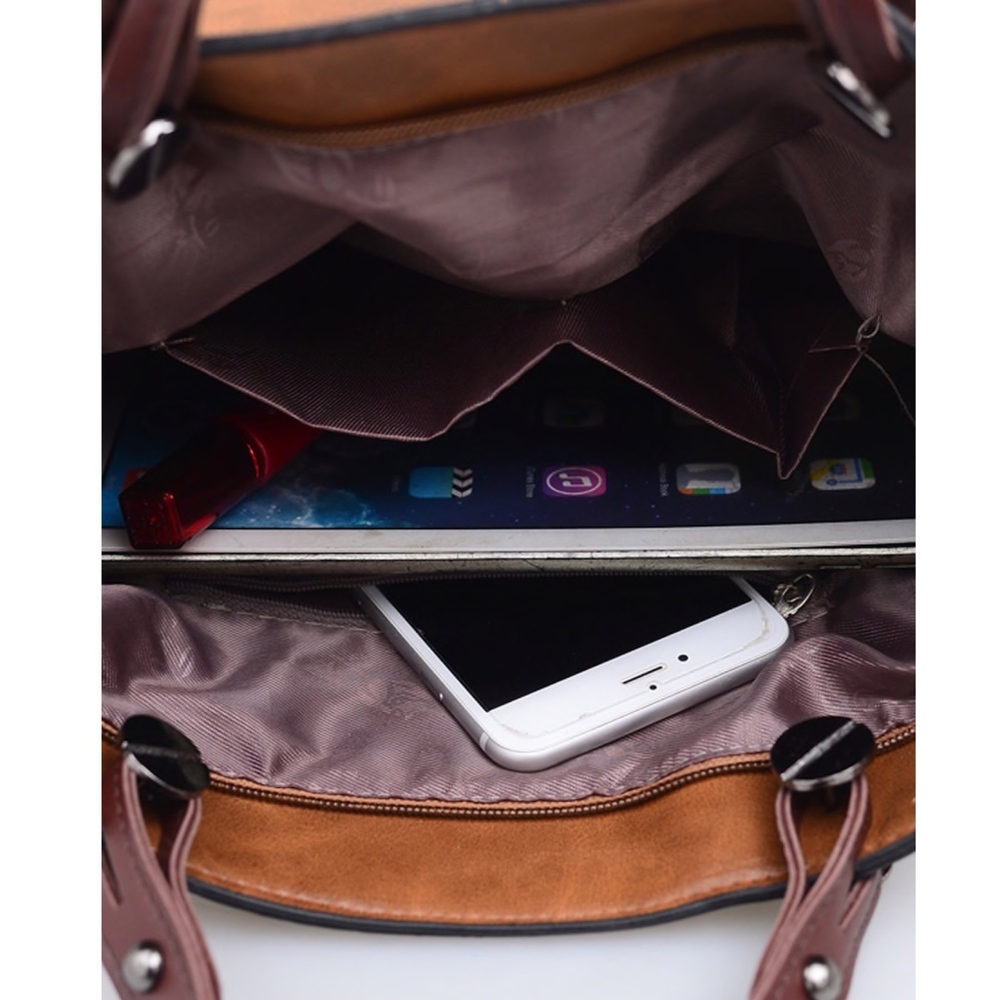 SHAI Zipper Details Tote Bag - BROWN - Picture 4 of 5